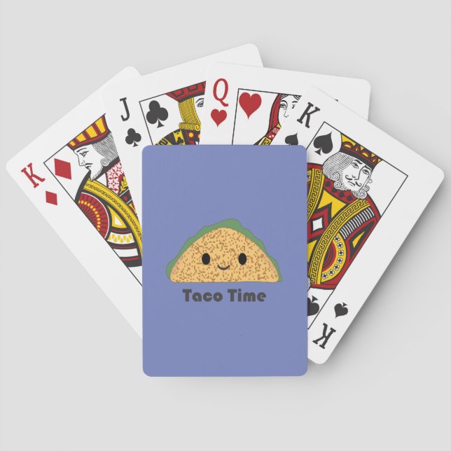 Cute Kawaii Taco Time Taco Playing Cards (Back)