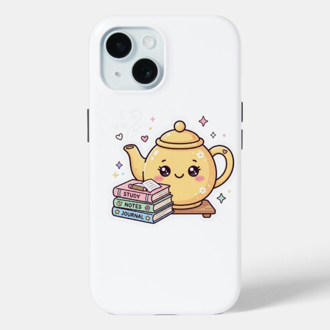 Cute Kawaii Teapot Study Notes Journal Books Stick Case-Mate iPhone Case (Back)
