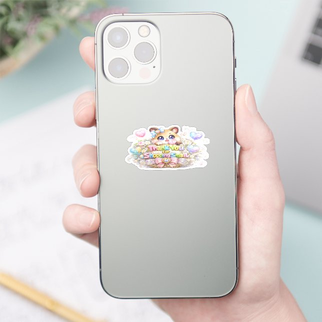 Cute Kawaii Thank You For Shopping Small Cat Paste (Phone)