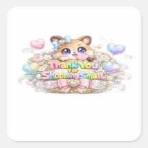 Cute Kawaii Thank You For Shopping Small Cat Paste