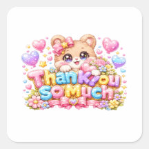 Cute Kawaii Thank You So Much Teddy Bear Pastel Pi