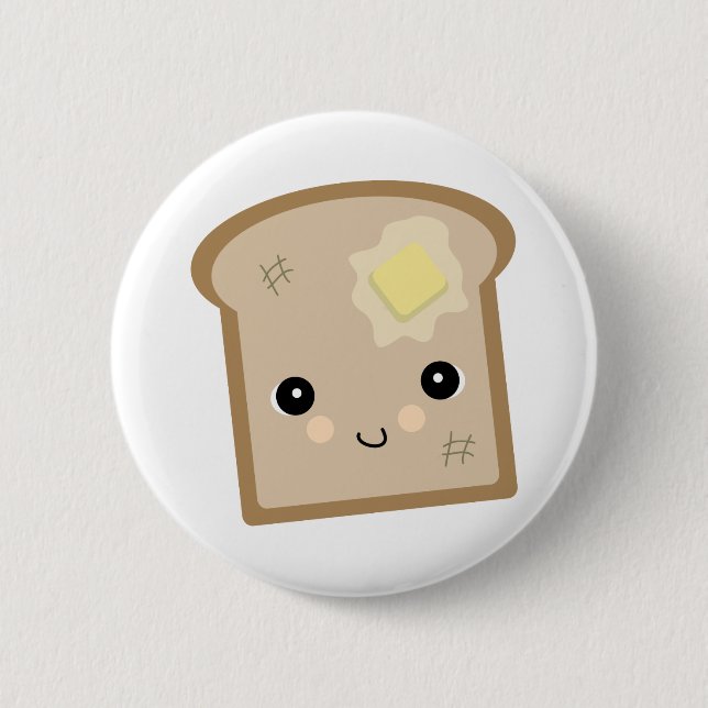 cute kawaii toast 2 inch round button (Front)