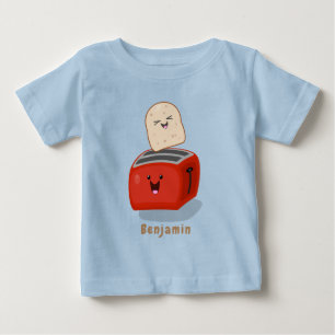 Cute kawaii toast and red toaster cartoon baby T-Shirt