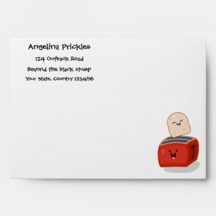 Cute kawaii toast and red toaster cartoon envelope