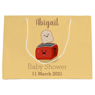 Cute kawaii toast and red toaster cartoon large gift bag