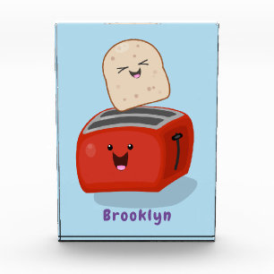 Cute kawaii toast and red toaster cartoon photo block
