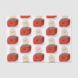 Cute kawaii toast and red toaster cartoon tissue paper