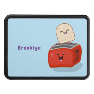 Cute kawaii toast and red toaster cartoon trailer hitch cover