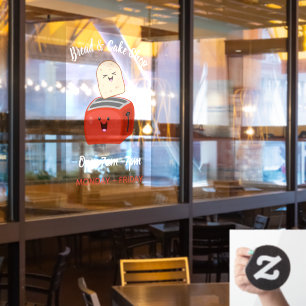 Cute kawaii toast and red toaster cartoon window c window cling