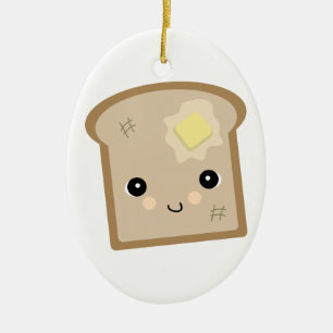cute kawaii toast ceramic ornament