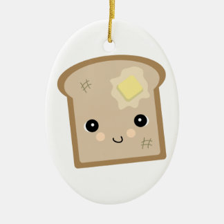 cute kawaii toast ceramic ornament