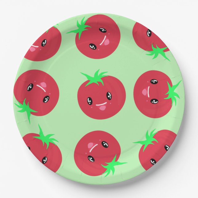 Cute kawaii Tomato Vegan Paper Plate (Front)