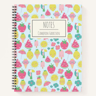 Cute Kawaii Tropical Fruit with Faces Personalized Notebook