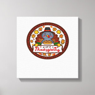 Cute Kawaii Turkey - Happy Thanksgiving Classic T- Canvas Print