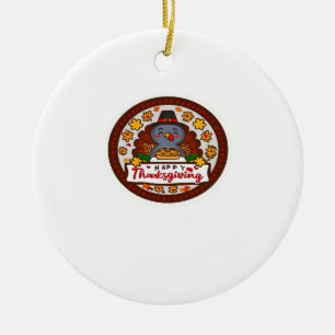 Cute Kawaii Turkey - Happy Thanksgiving Classic T- Ceramic Ornament