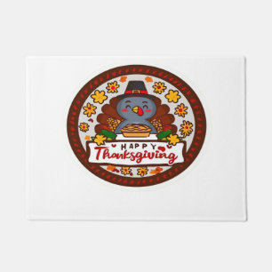 Cute Kawaii Turkey - Happy Thanksgiving Classic T- Doormat