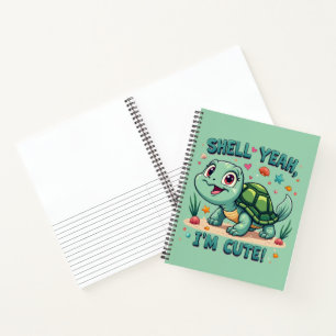 Cute Kawaii Turtle with Funny Pun Ocean Aesthetic Notebook