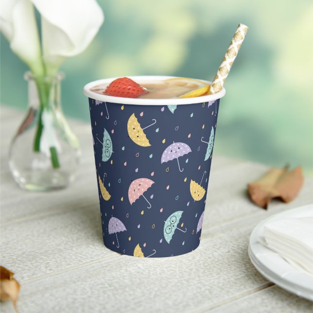 Cute Kawaii Umbrella Pattern Paper Cups (Insitu)