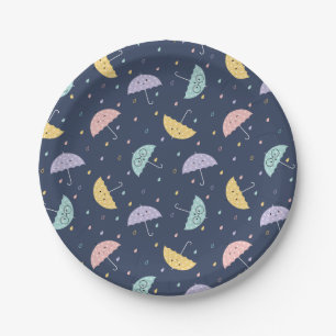 Cute Kawaii Umbrella Pattern Paper Plate