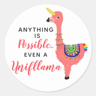 Cute Kawaii Unicorn Flamingo Llama Magic Creature Classic Round Sticker