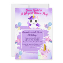 Cute Kawaii Unicorn Invitation Anniversaire