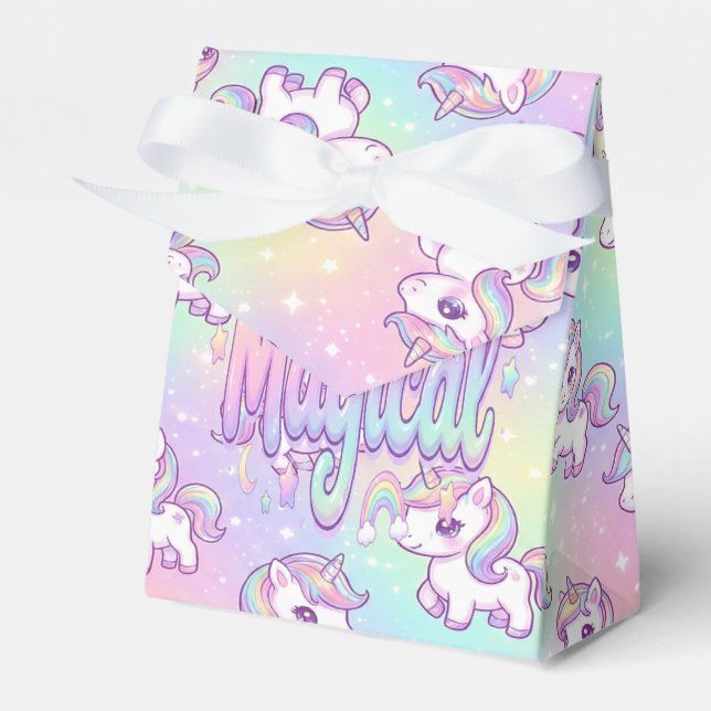 Cute Kawaii Unicorn Pastel Rainbow Magical Favor Box (Front Side)