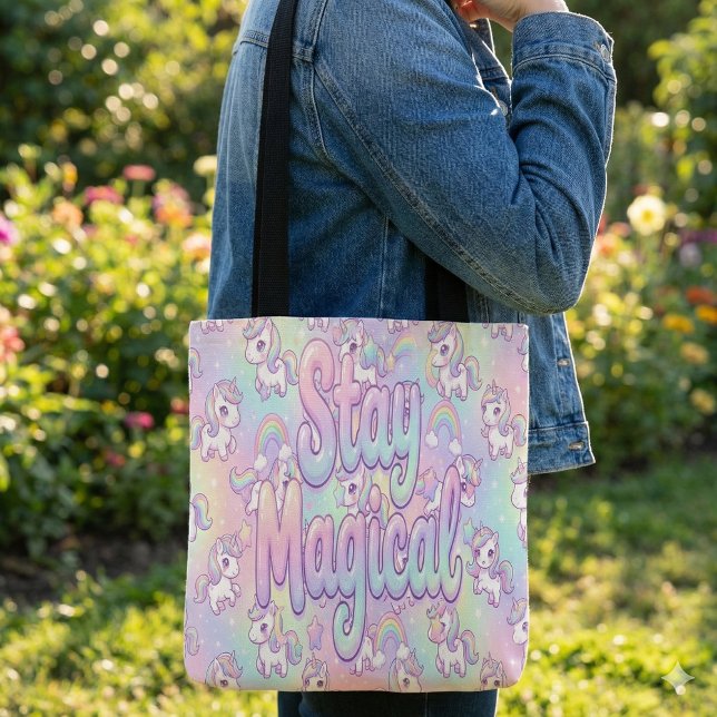 Cute Kawaii Unicorn Pastel Rainbow Magical Tote Bag (Creator Uploaded)