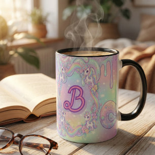 Cute Kawaii Unicorn Pastel Rainbow Magical Two-Tone Coffee Mug