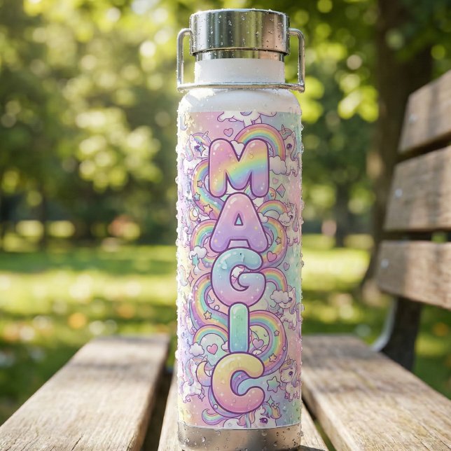 Cute Kawaii Unicorn Pastel Rainbow Magical Water Bottle (Creator Uploaded)