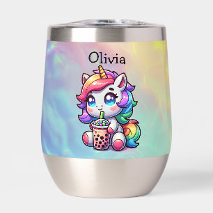Cute Kawaii Unicorn with Bubble Tea Personalized