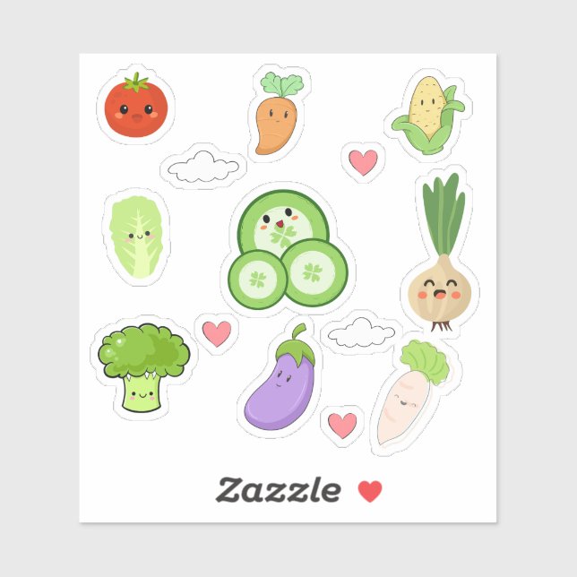 Cute Kawaii Vegetable Stickers (Sheet)