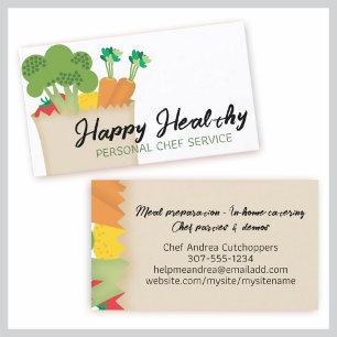 Cute kawaii vegetables grocery bag kids cooking business card