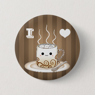 Cute kawaii warm cocoa drink 2 inch round button