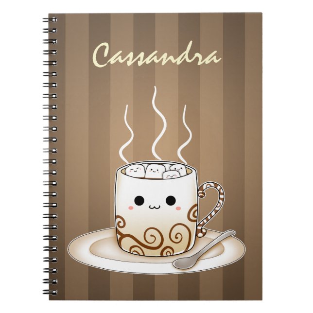 Cute kawaii warm cocoa drink notebook (Front)