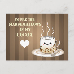 Cute kawaii warm cocoa drink postcard