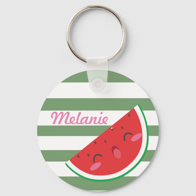 Cute Kawaii Watermelon Personalised Keychain (Front)