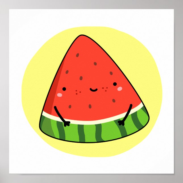 Cute Kawaii Watermelon Slice Poster (Front)
