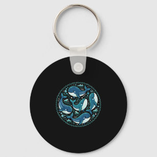 Cute kawaii whales pattern ocean animal sea keychain