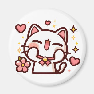 Cute Kawaii White Cat Magnet
