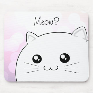 Cute kawaii white kitty cat mouse pad