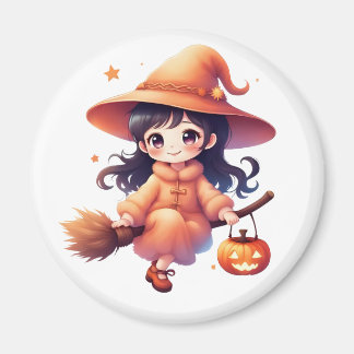 Cute Kawaii Witch Halloween Magnet – Witch with Pu