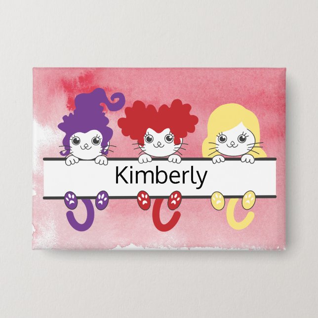 Cute Kawaii Witch Sisters Cats Name Monogram (Front)