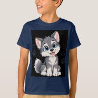 Cute Kawaii Wolf Pup Kids T-Shirt