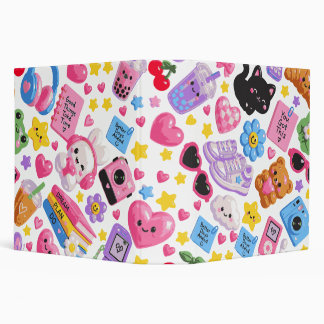 Cute Kawaii Y2K Aesthetic Seamless Pattern – Pink Binder