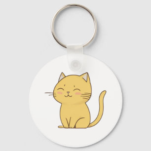 Cute Kawaii Yellow Cat drawing   Keychain