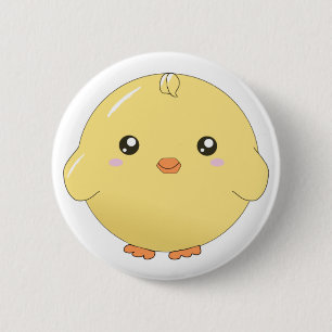 Cute kawaii yellow chick button
