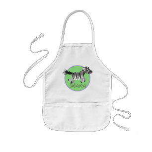 Cute kawaii zebra running cartoon illustration kids apron
