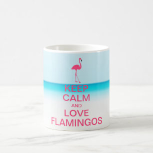 CUTE KEEP CALM AND LOVE FLAMINGOS COFFEE MUG