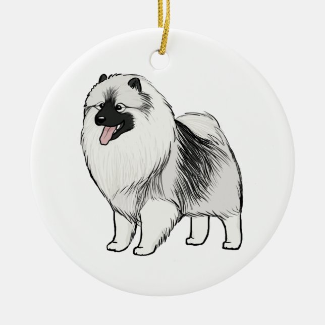 Cute Keeshond Cartoon Dog | Keesie Lover's Ceramic Ornament (Front)