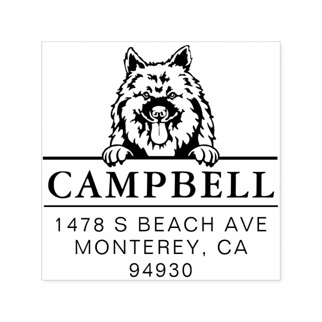 Cute Keeshond Custom Dog Address Stamp  (Design)